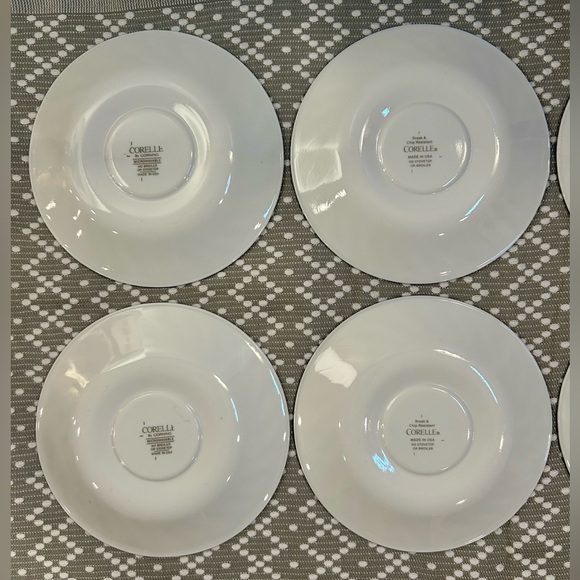 Set of 6 CORELLE Gray Band White Swirled Saucer Plates - Break & Chip Resistant - Picture 8 of 13